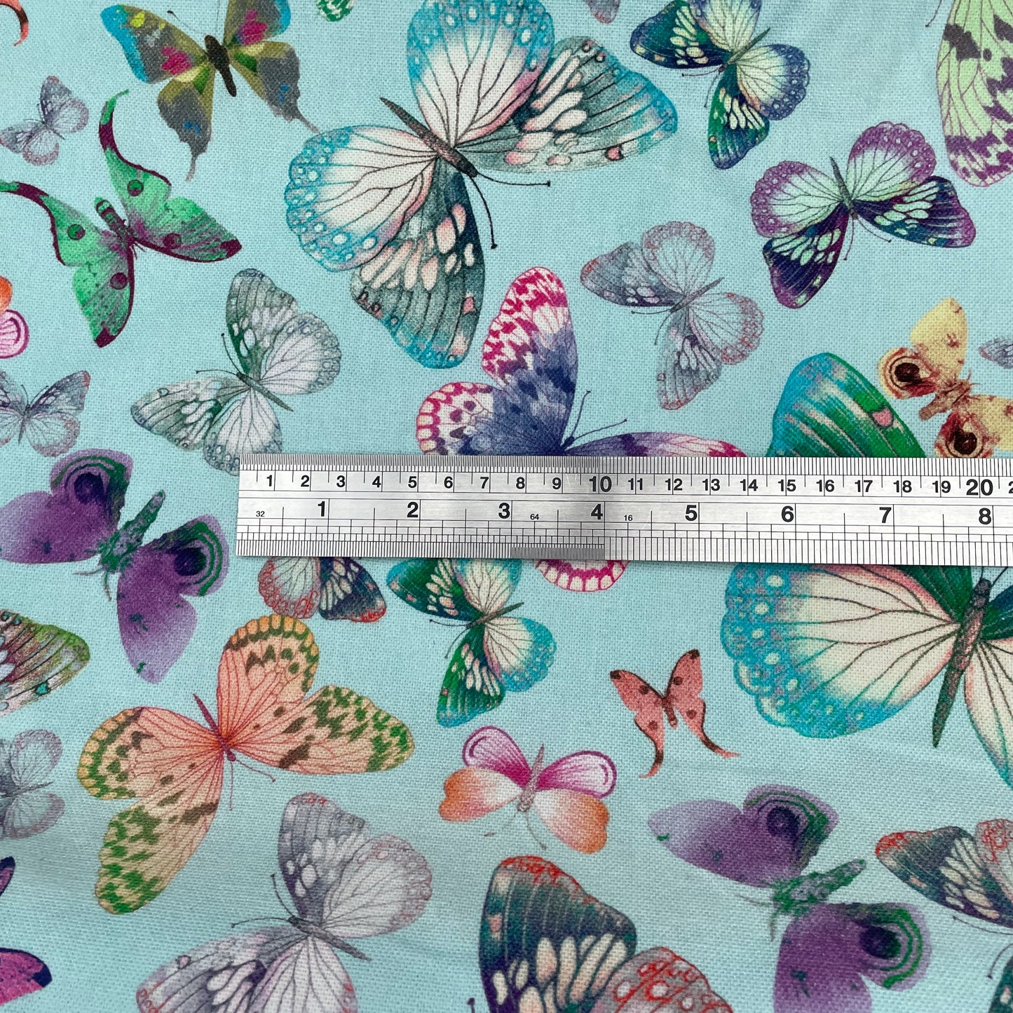 Blue Butterfly 100% Cotton Canvas Wide Fabric