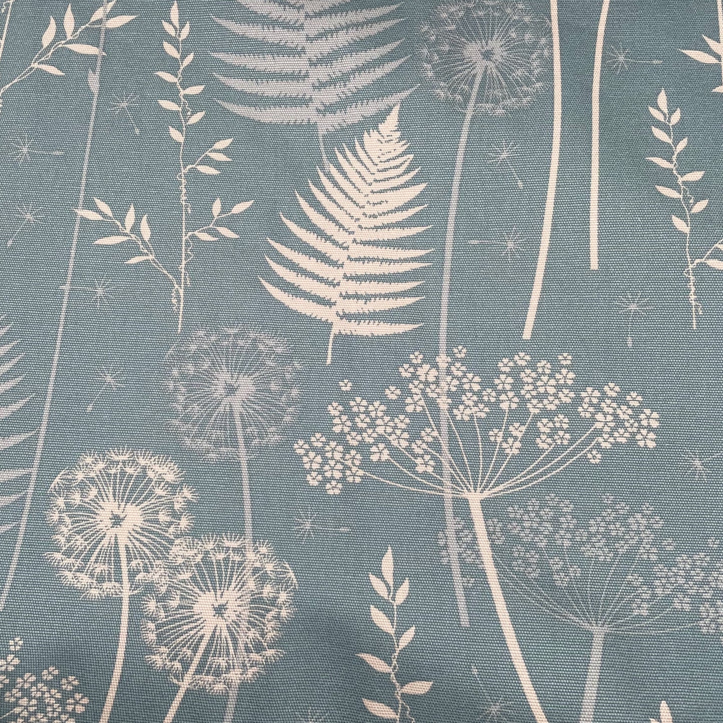 Blue Floral Leaves Seed Head Fabric 100% Cotton Duck Fabric
