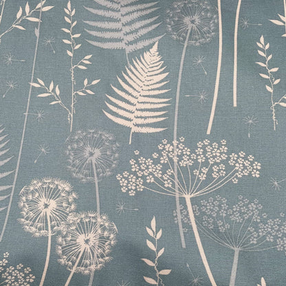 Blue Floral Leaves Seed Head Fabric 100% Cotton Duck Fabric