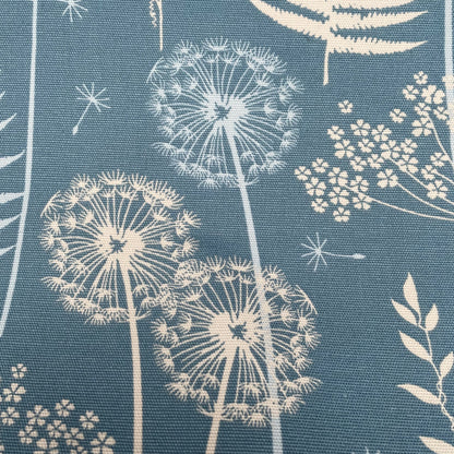 Blue Floral Leaves Seed Head Fabric 100% Cotton Duck Fabric