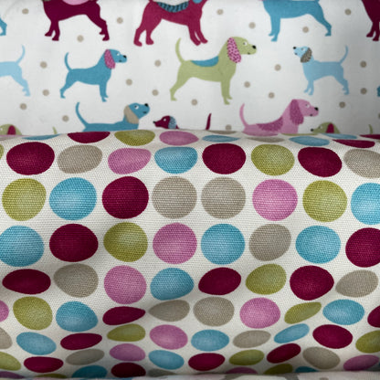 Dog Spot Coordinating Fabric 4 Colours 100% Cotton Duck Fabric