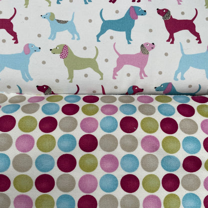 Dog Spot Coordinating Fabric 4 Colours 100% Cotton Duck Fabric