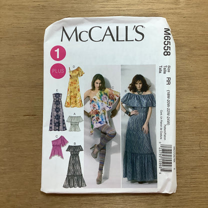 McCall's Dressmaking Sewing Pattern Women's Pullover Tops and Dresses with Variations 6558
