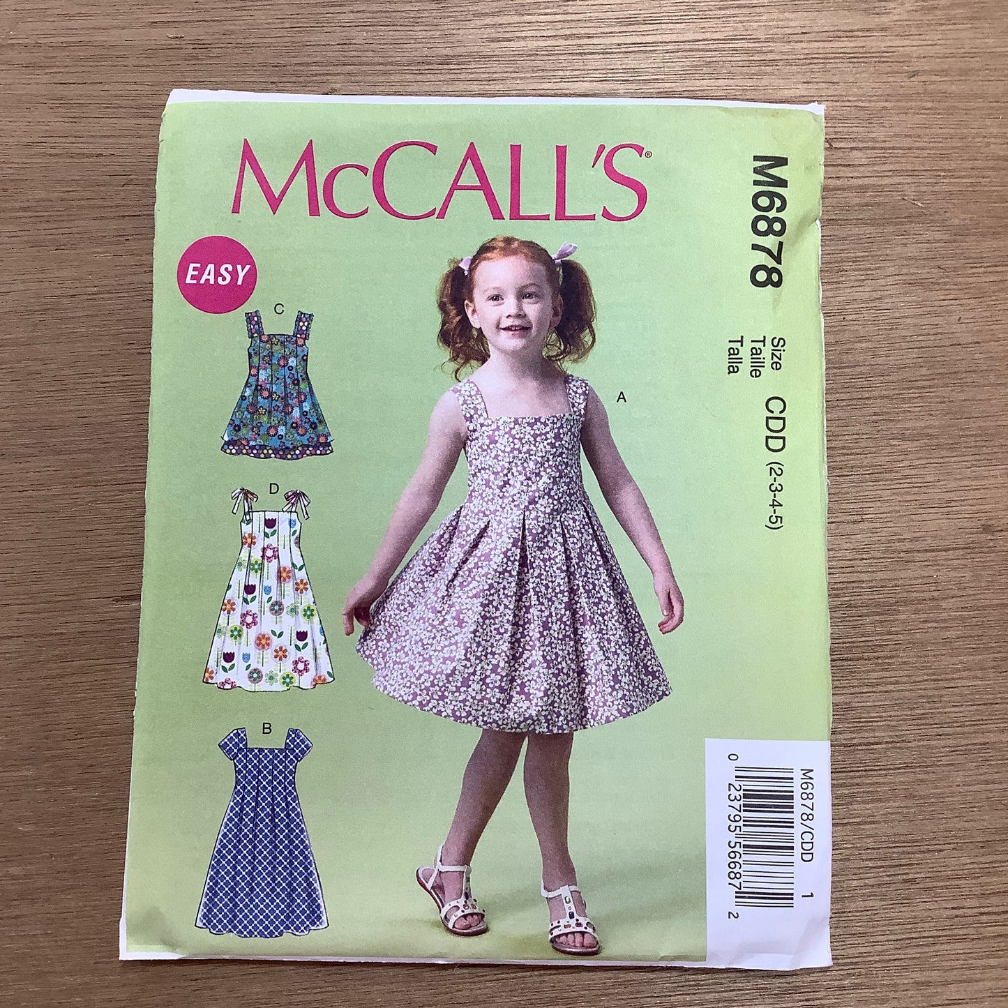 McCall's Dressmaking Sewing Pattern Children's/Girls' Pleated Dresses 6878