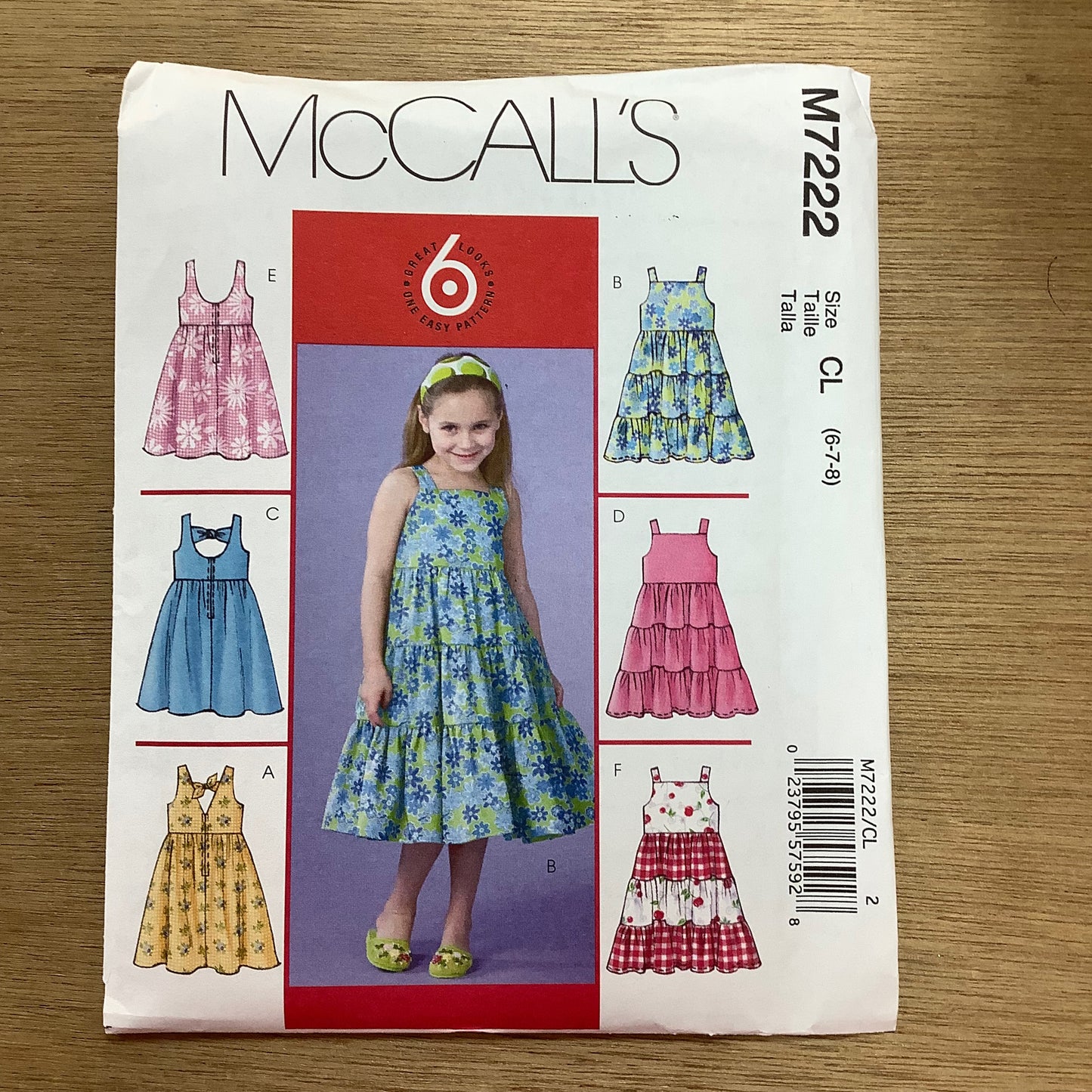 McCall's Dressmaking Sewing Pattern Children's Girl's Dress Dresses 7222