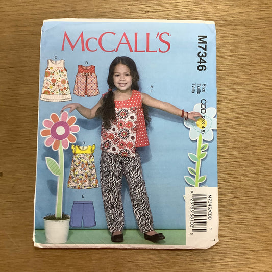 McCall's Dressmaking Sewing Pattern Children's/Girls Tops Dresses Shorts Pants 7346