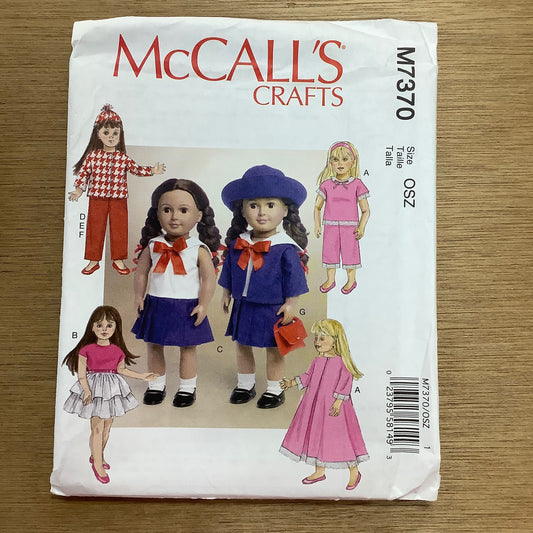 McCall's Craft Sewing Pattern Dolls Clothes One Size 7370