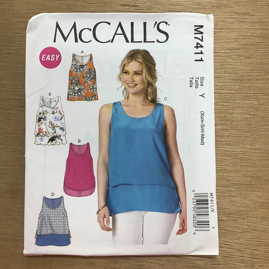 McCall's Dressmaking Sewing Pattern Women's Ladies Tops Vests Easy 7411