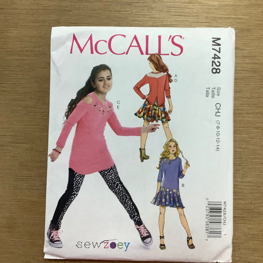 McCall's Dressmaking Sewing Pattern Children's Girl's Dress Tunic Skirt Leggings 7428