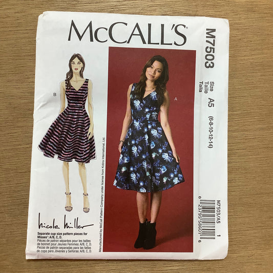 McCall's Dressmaking Sewing Pattern Ladies Woman  Dress Dresses Different Cup Sizes 7503