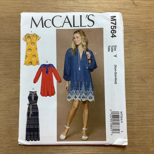 McCall's Dressmaking Sewing Pattern Ladies Woman  Dress Dresses Tunic Maxi Dress 7564