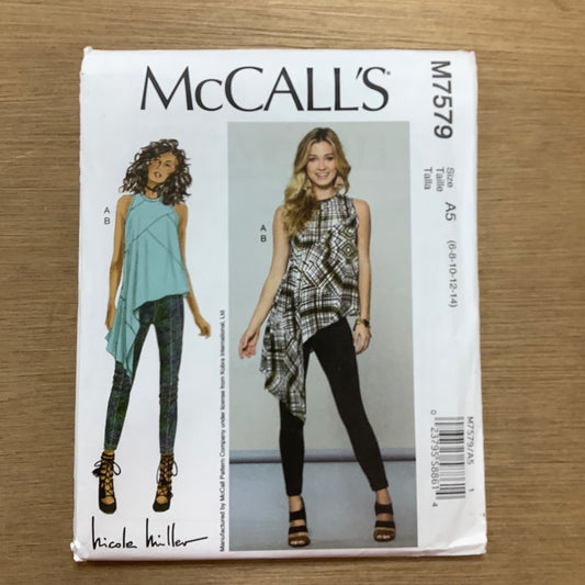 McCall's Dressmaking Sewing Pattern  Ladies Women's Top Trousers Pants 7579