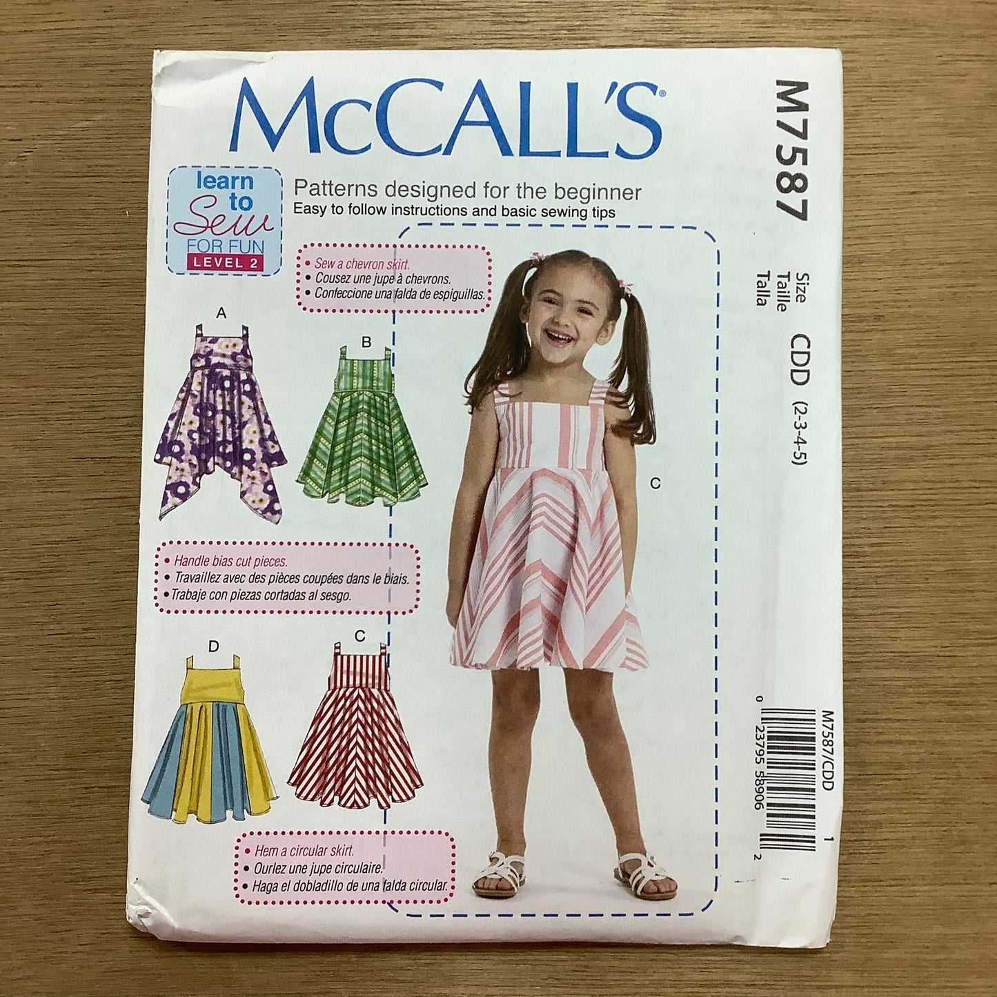 McCall's Dressmaking Sewing Pattern Children's Girls Dresses Learn To Sew 7587