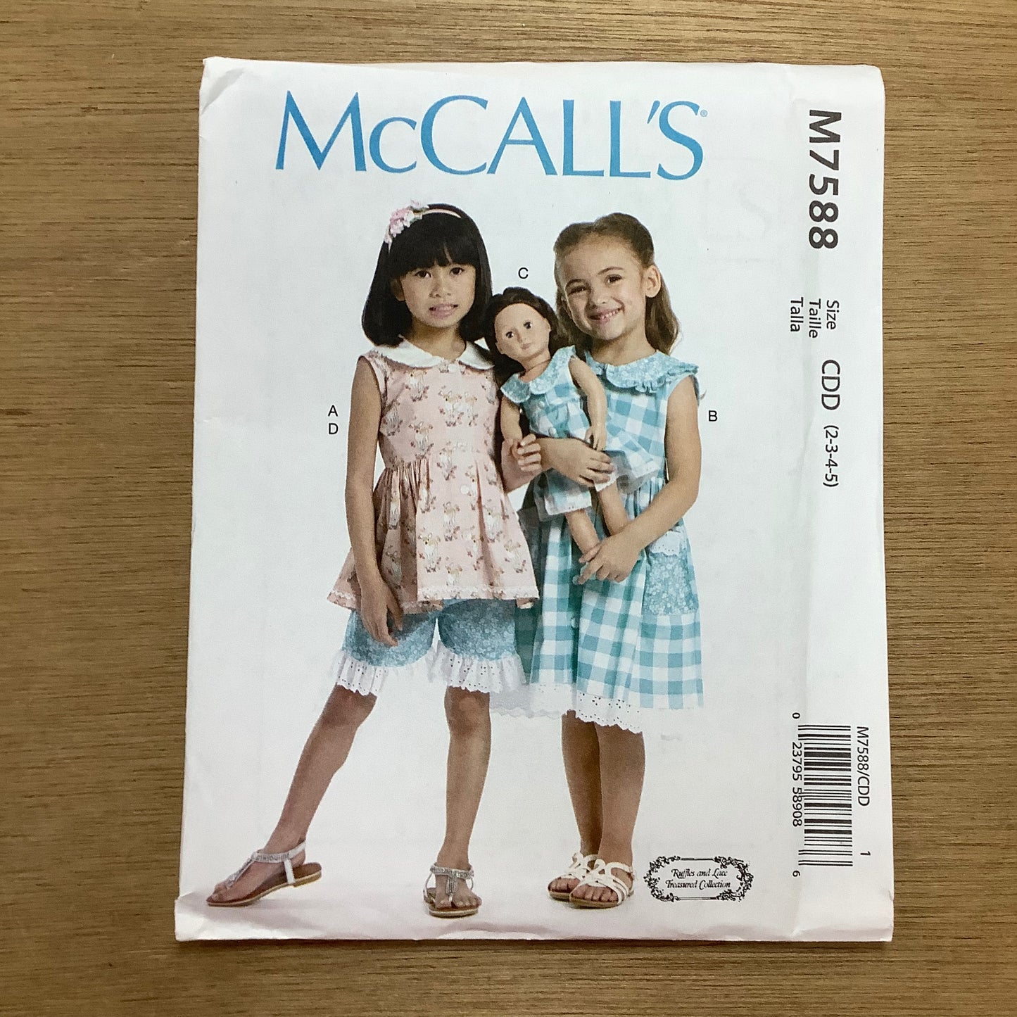 McCall's Dressmaking Sewing Pattern Children's Girls Bloomers Doll's Dress 7588