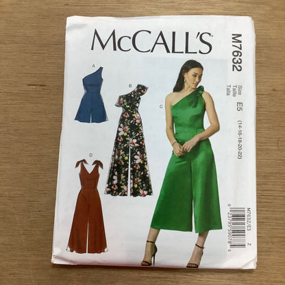 McCall's Dressmaking Sewing Pattern Women's Jumpsuit Playsuit Off the Shoulder 7632