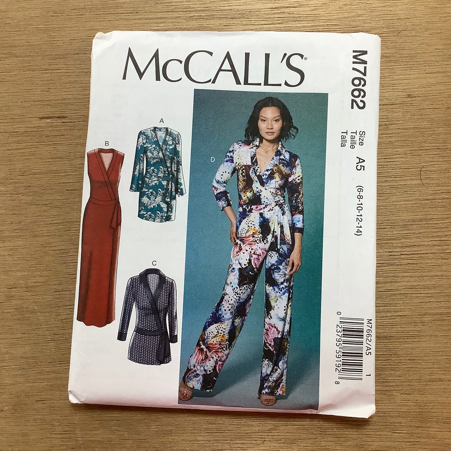 McCall's Dressmaking Sewing Pattern Women's Ladies Jumpsuit Tunic Dress Wrapover 7662