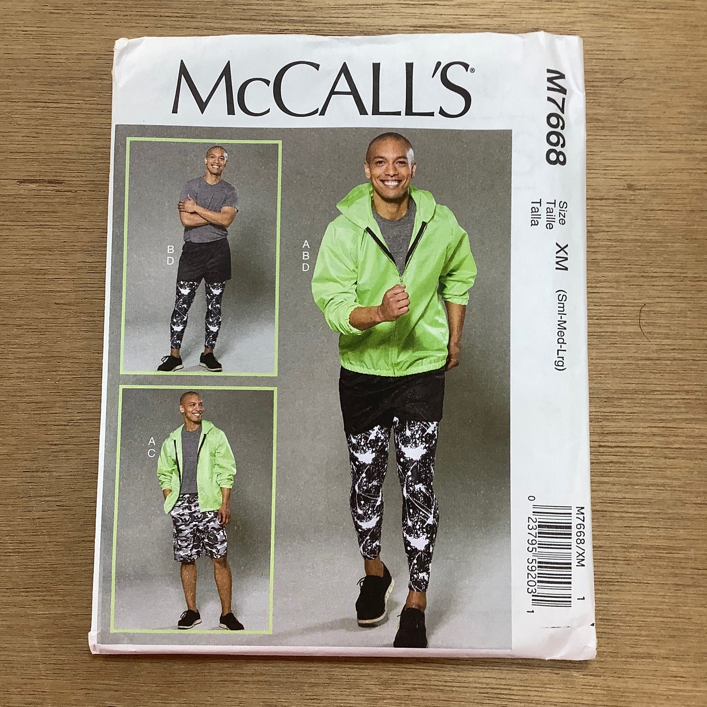 McCall's Dressmaking Sewing Pattern  Mens Hooded Jacket Shorts and Leggings 7668
