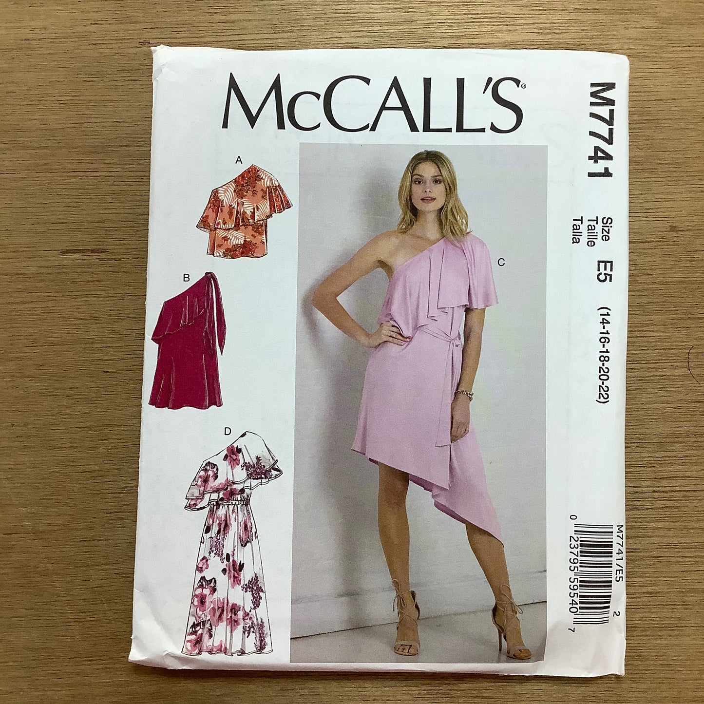 McCall's Dressmaking Sewing Pattern Ladies Woman  One Shoulder Occasion Top Belt Dress Dresses 7741