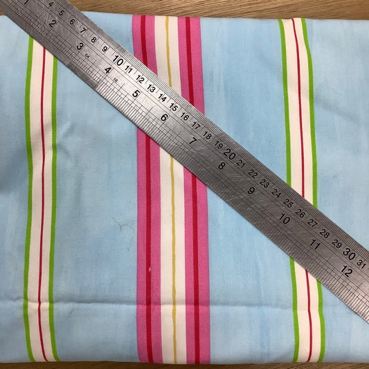 Remnants 1m of Extra Wide Heavy Weight Cotton Stripe Blue Pink Fabric