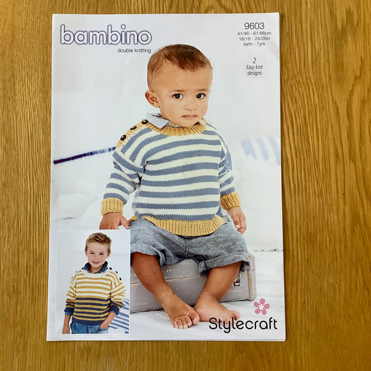 Stylecraft Bambino Double Knitting DK Pattern Sweater Jumper Childrens 9603