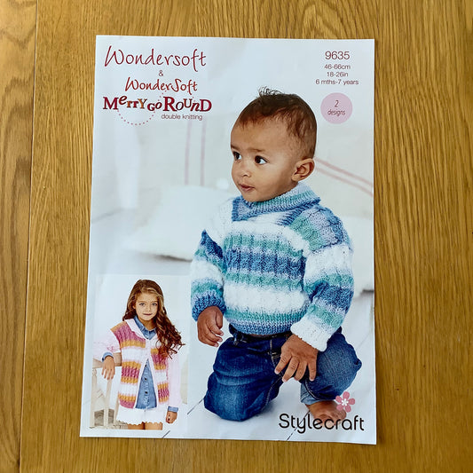 Stylecraft Wondersoft & Wondersoft Merry Go Round Double Knitting DK Pattern 6 Months - 7 Years 9635