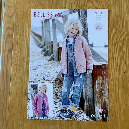 Stylecraft Bellissima Double Knitting DK Pattern Cardigan Childrens 9704