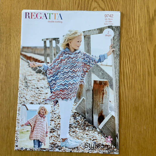 Stylecraft Regatta Double Knitting DK Pattern Ponchos Childrens 9742