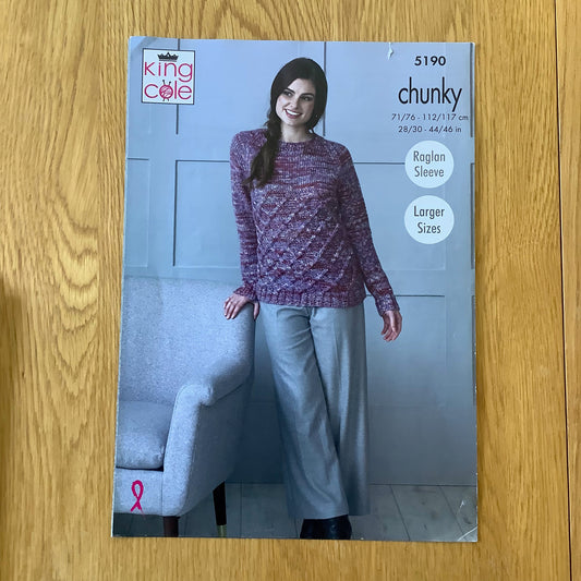 King Cole Ladies Shadow Chunky Knitting Pattern  28" - 46" 5190