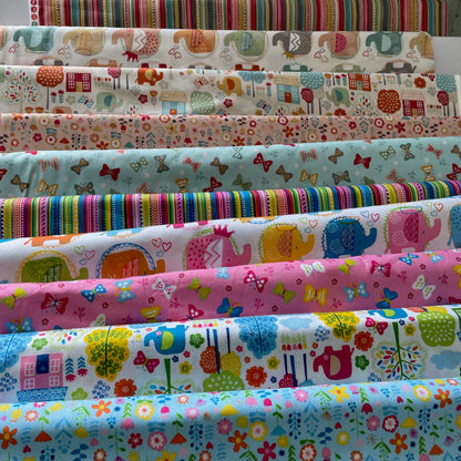 Makower Ellie Elephant 10 Designs Patchwork Craft Quilting 100% Premium Cotton Fabric