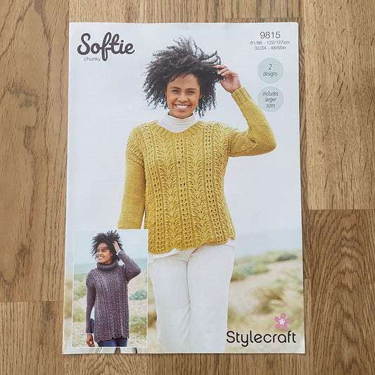 Stylecraft Softie Chunky ladies Tunic and Jumper Sweater Knitting Pattern 9815