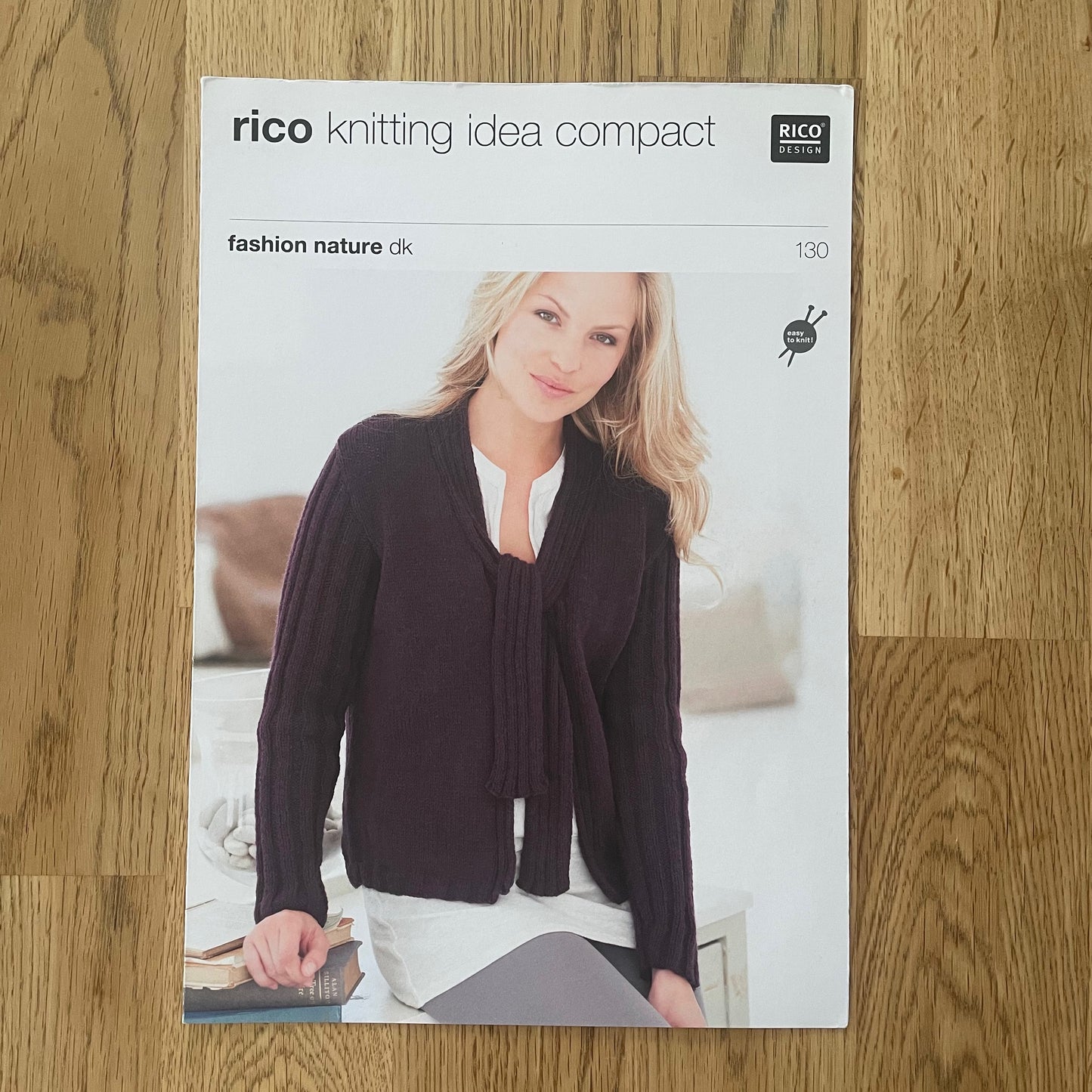 Rico Design Fashion Ladies Women Tie Neck Cardigan Nature Double Knitting DK Knitting Pattern  130
