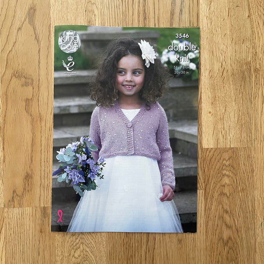 King Cole Double Knit DK Children's Cardigan Pattern  3546