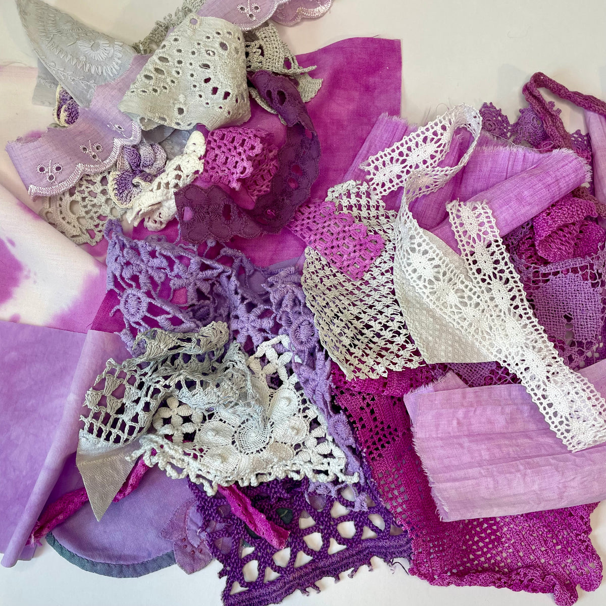 Hand-Dyed Vintage Textile Pack No.1 — Purple, Lilac, Grey & Plum