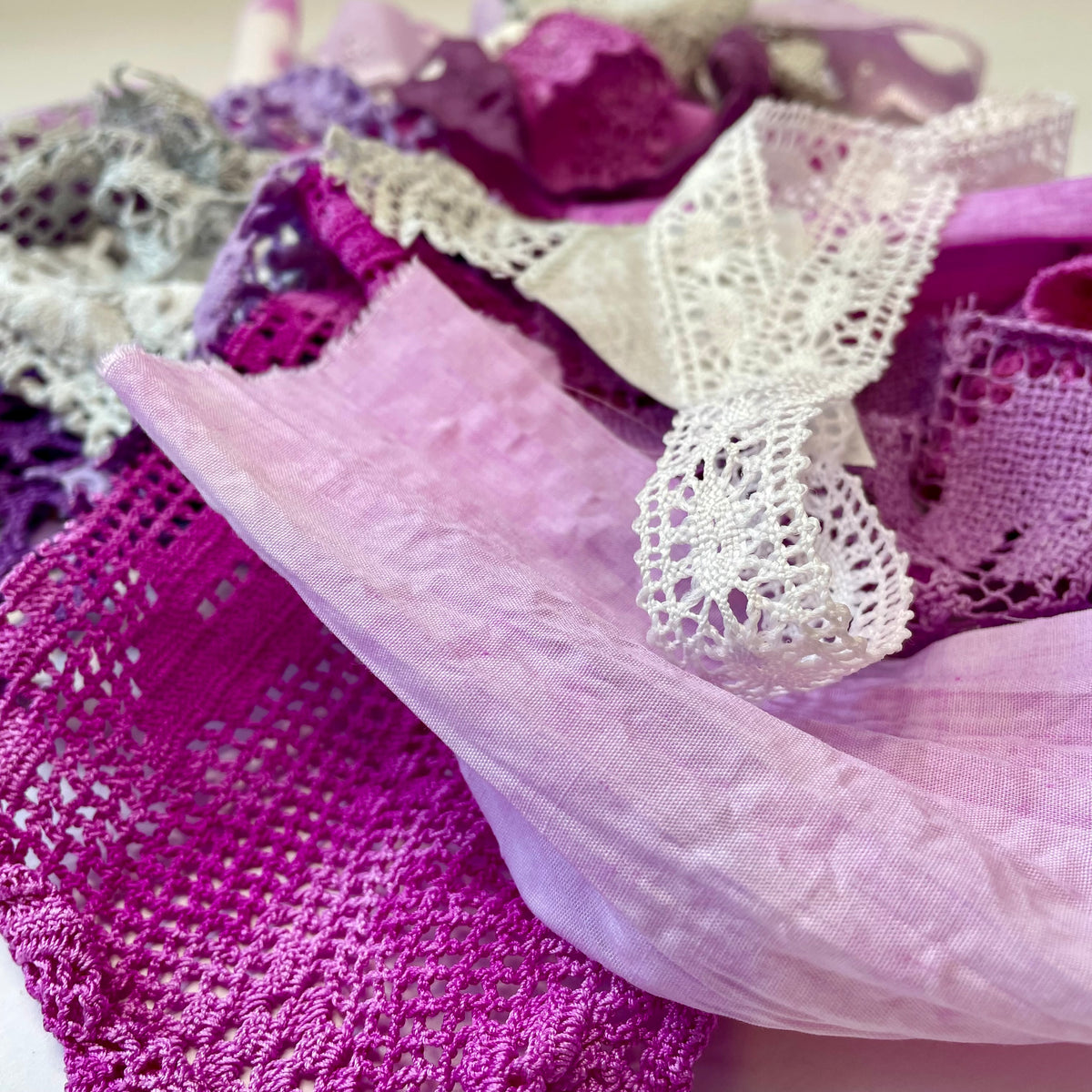 Hand-Dyed Vintage Textile Pack No.1 — Purple, Lilac, Grey & Plum