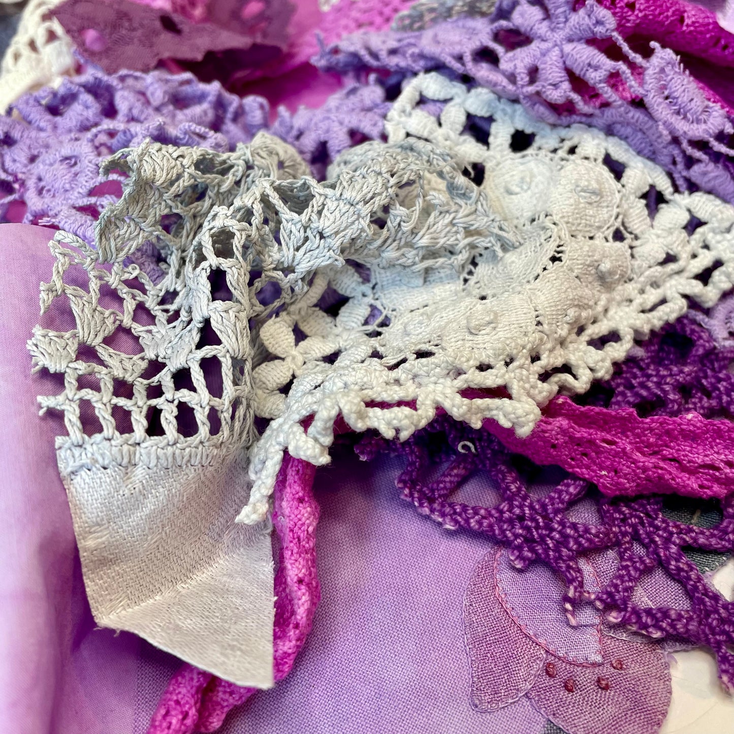 Hand-Dyed Vintage Textile Pack No.1 — Purple, Lilac, Grey & Plum