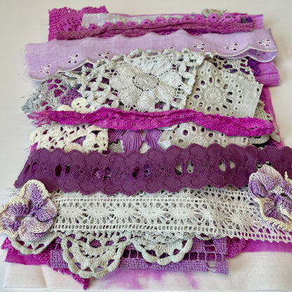 Hand-Dyed Vintage Textile Pack No.1 — Purple, Lilac, Grey & Plum