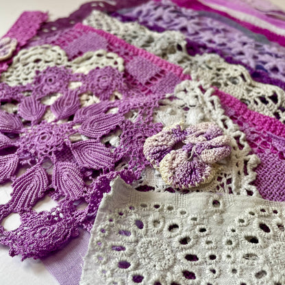 Hand-Dyed Vintage Textile Pack No.1 — Purple, Lilac, Grey & Plum
