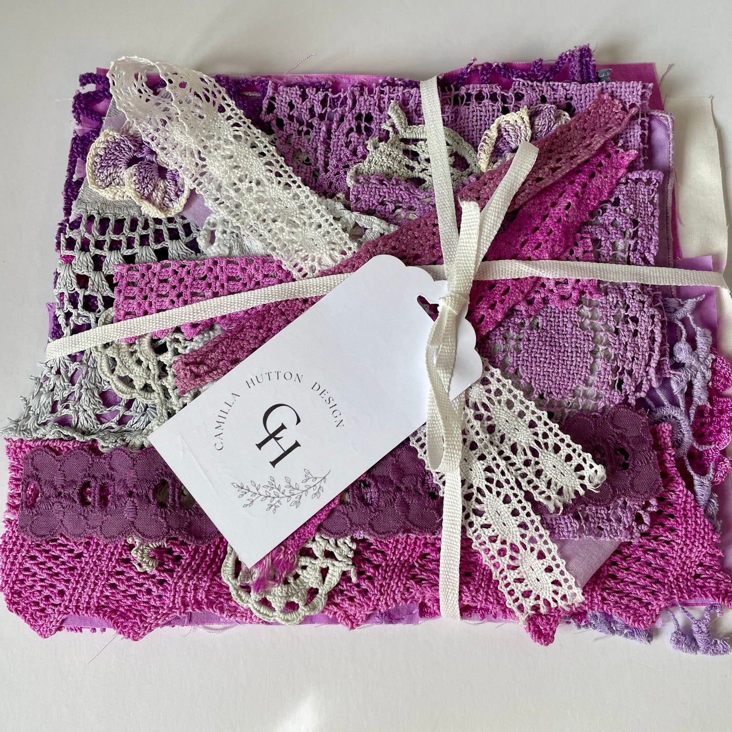 Hand-Dyed Vintage Textile Pack No.1 — Purple, Lilac, Grey & Plum