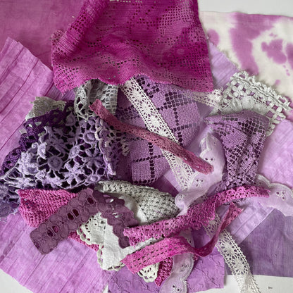 Hand-Dyed Vintage Textile Pack No.2 — Purple, Lilac, Grey & Plum