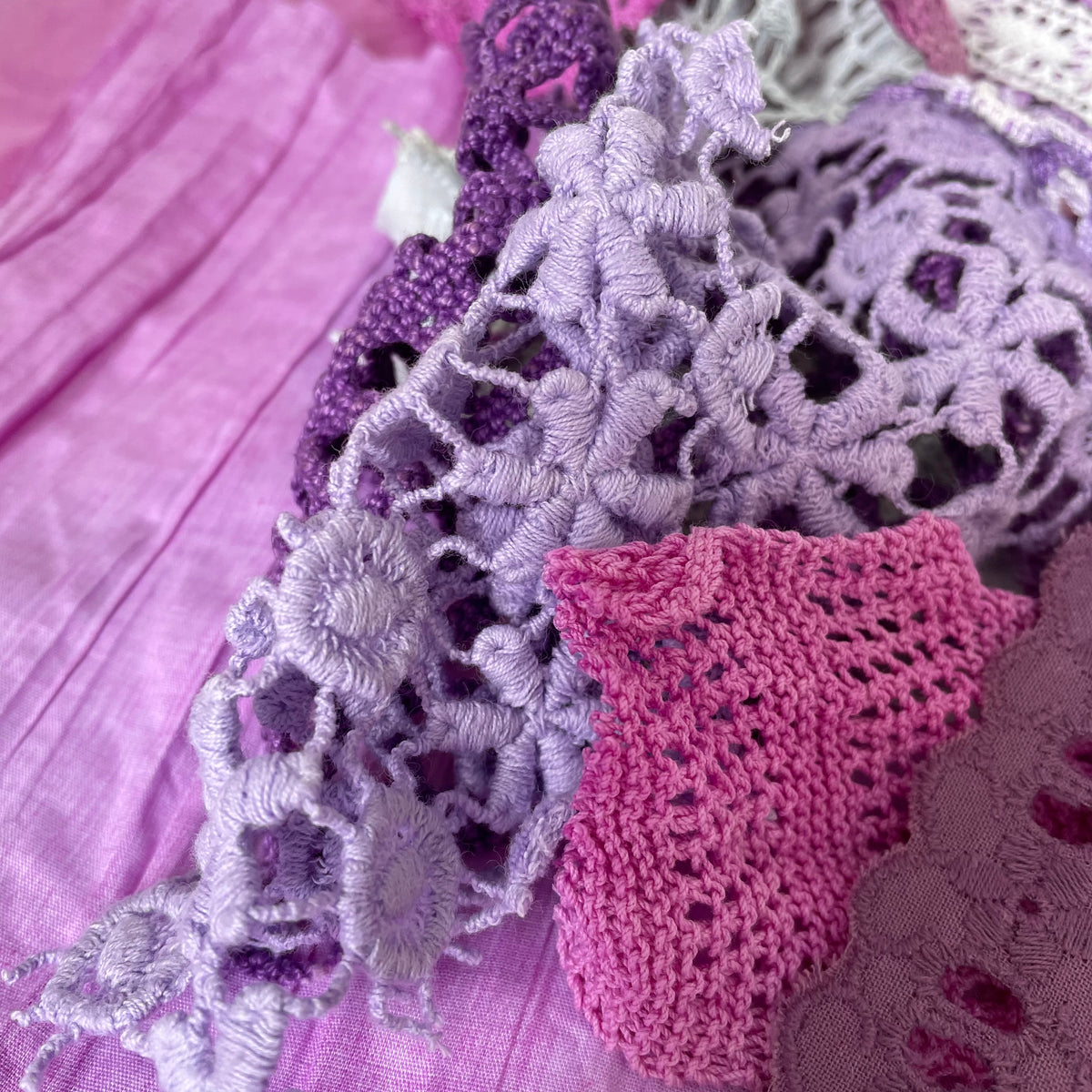 Hand-Dyed Vintage Textile Pack No.2 — Purple, Lilac, Grey & Plum