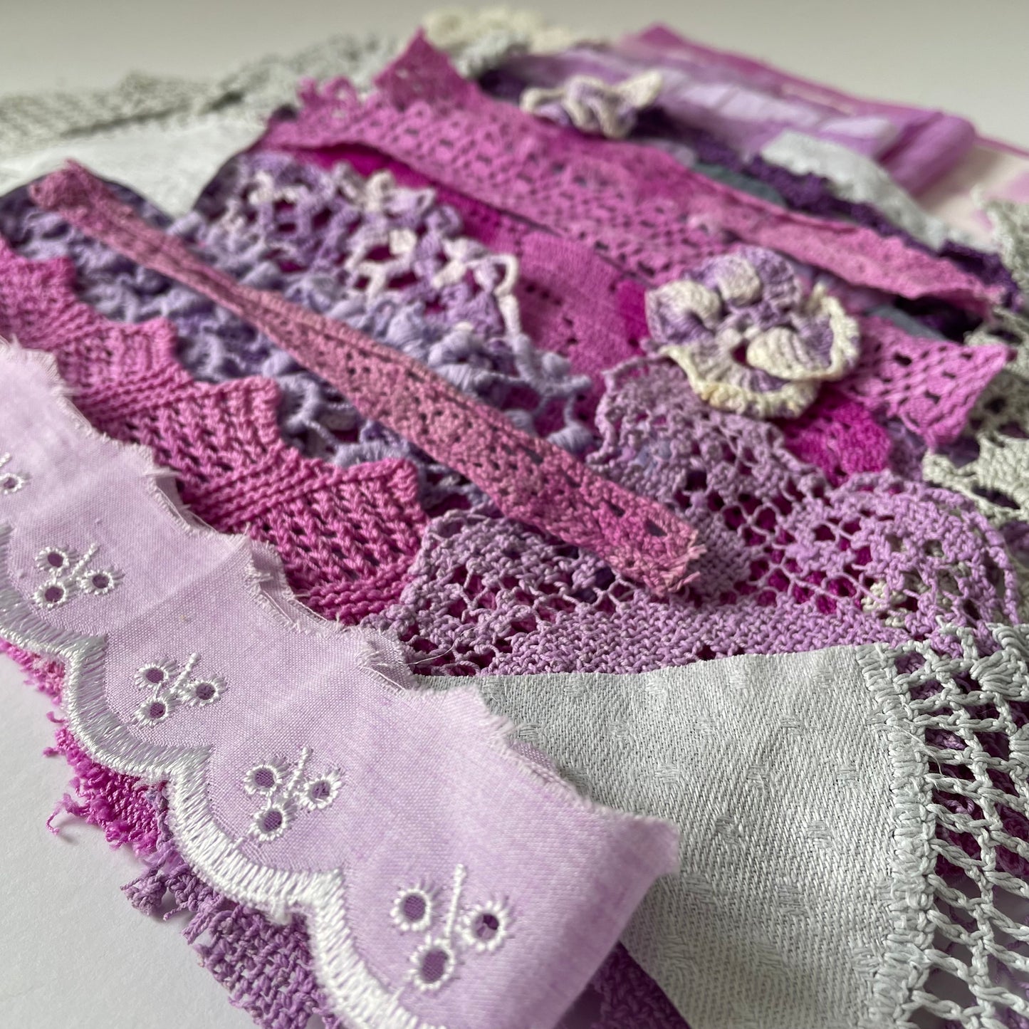 Hand-Dyed Vintage Textile Pack No.2 — Purple, Lilac, Grey & Plum