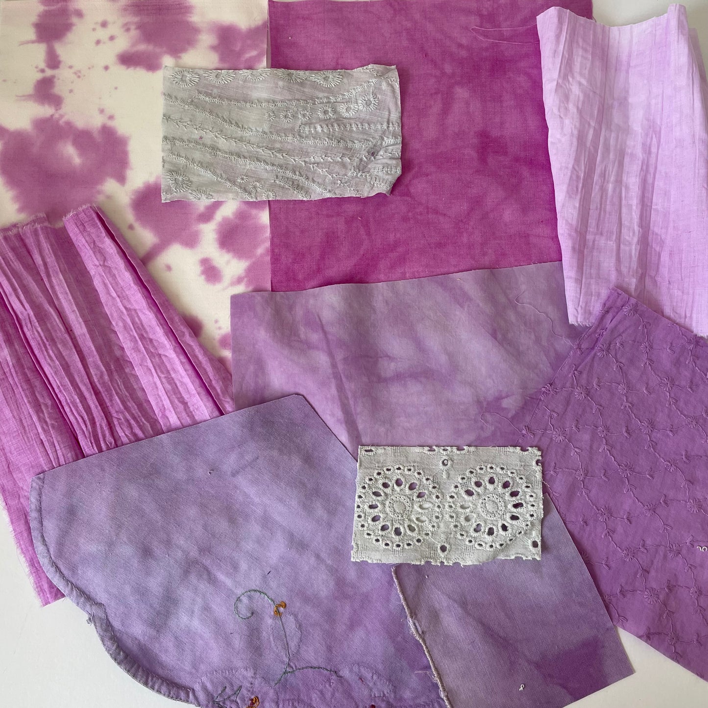 Hand-Dyed Vintage Textile Pack No.3 — Purple, Lilac, Grey & Plum