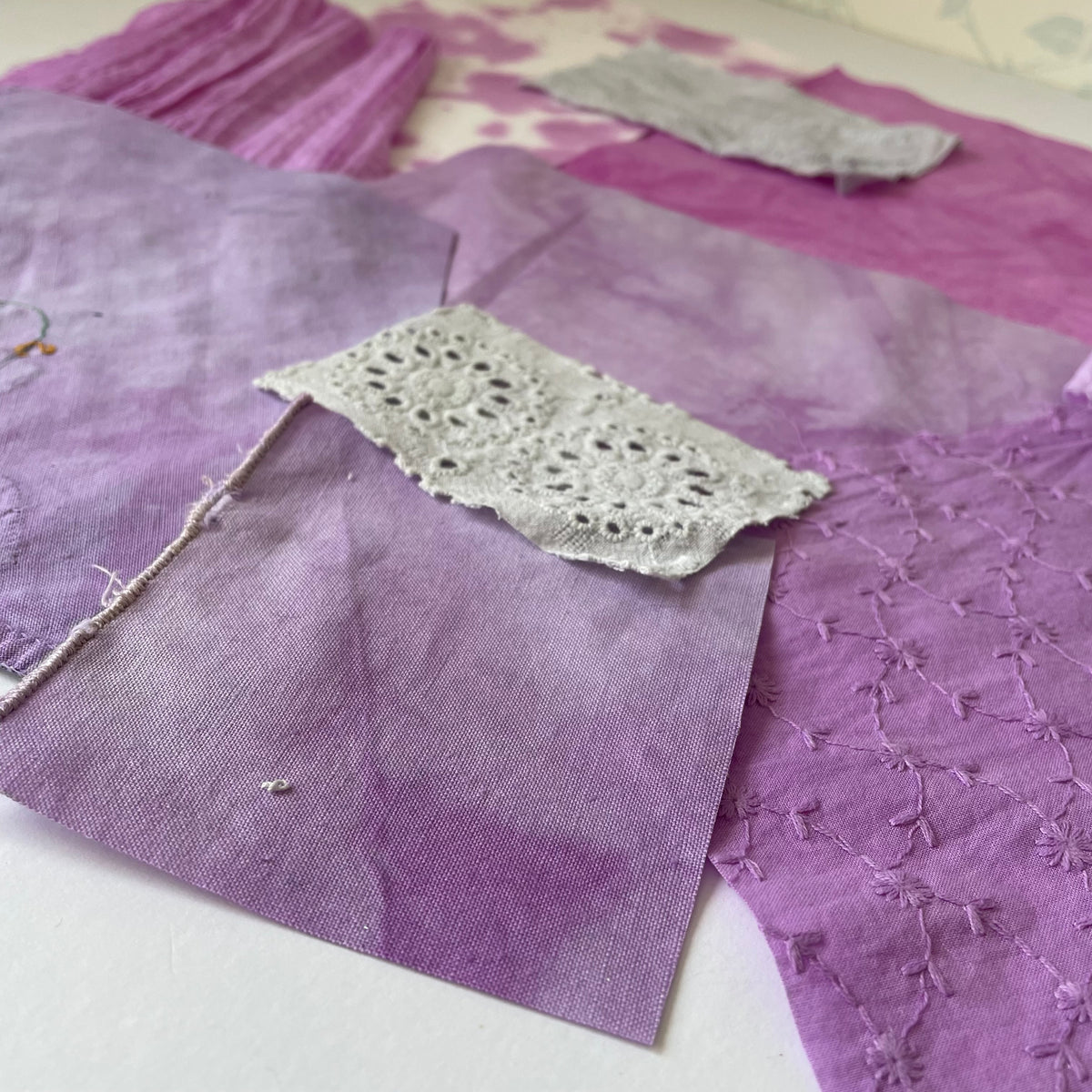 Hand-Dyed Vintage Textile Pack No.3 — Purple, Lilac, Grey & Plum