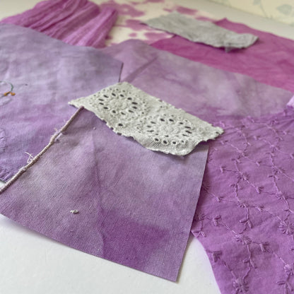 Hand-Dyed Vintage Textile Pack No.3 — Purple, Lilac, Grey & Plum