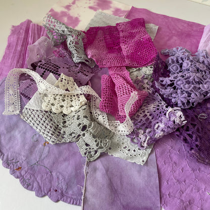 Hand-Dyed Vintage Textile Pack No.3 — Purple, Lilac, Grey & Plum
