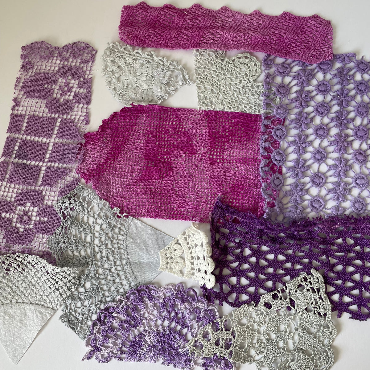 Hand-Dyed Vintage Textile Pack No.3 — Purple, Lilac, Grey & Plum