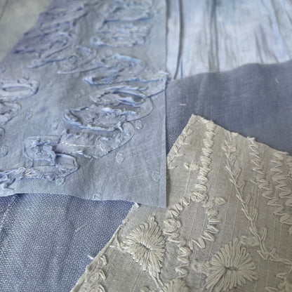Hand-Dyed Vintage Textile Pack No.1 — Blue, Grey and White
