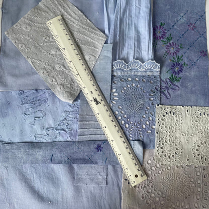 Hand-Dyed Vintage Textile Pack No.1 — Blue, Grey and White