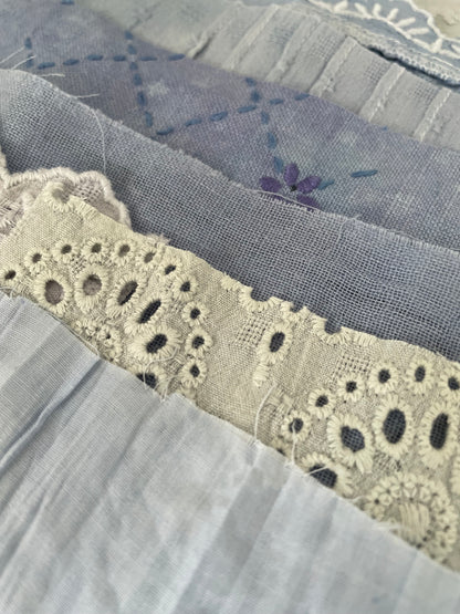 Hand-Dyed Vintage Textile Pack No.1 — Blue, Grey and White