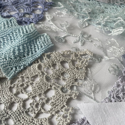 Hand-Dyed Vintage Textile Pack No.1 — Blue, Grey and White